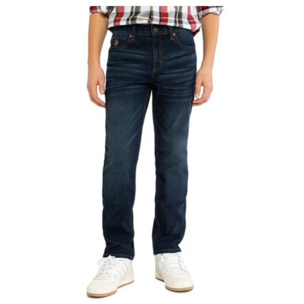 US Polo Assn Boys Blue Denim Jeans Slim Straight Size 8 Medium Wash Classic
